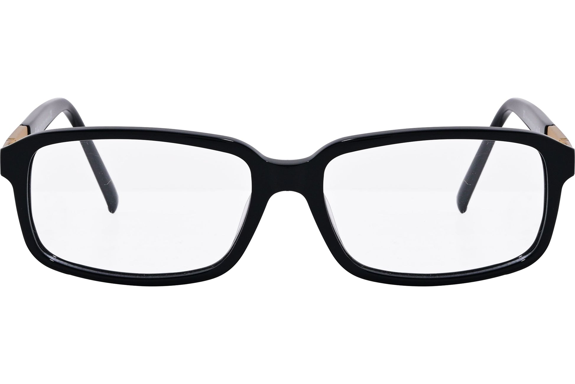 Cellini Rectangle Black Eyeglasses Frame Viewed From Front Angle.