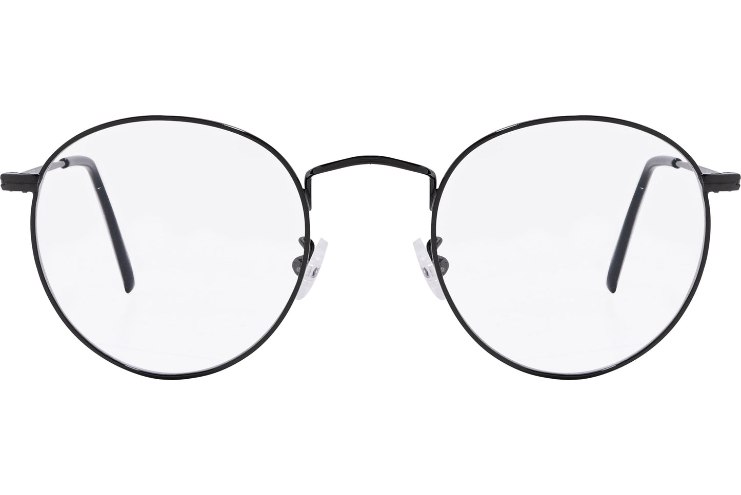 Cellini Round Black Eyeglasses Frame Viewed From Front Angle.