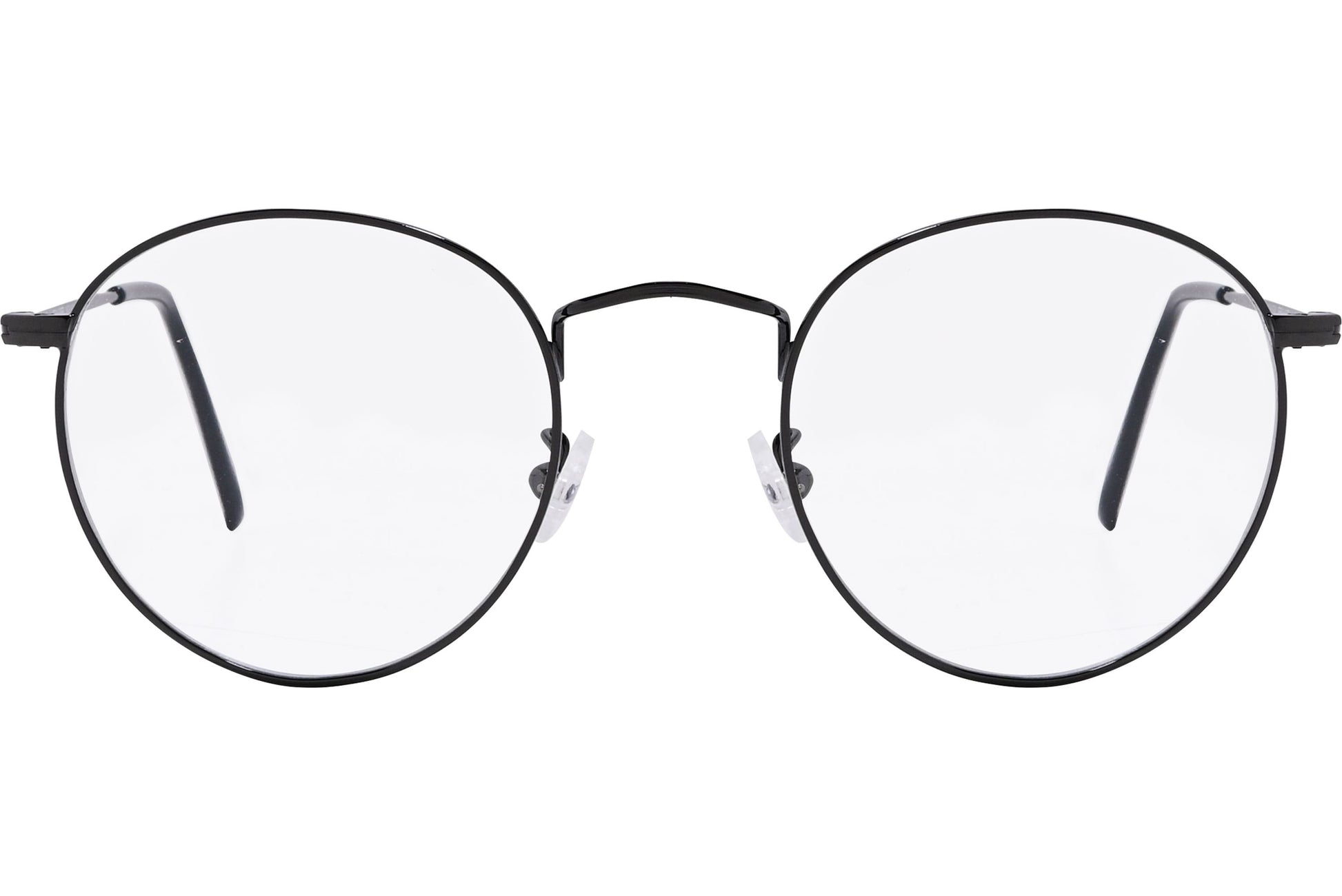 Cellini Round Black Eyeglasses Frame Viewed From Front Angle.