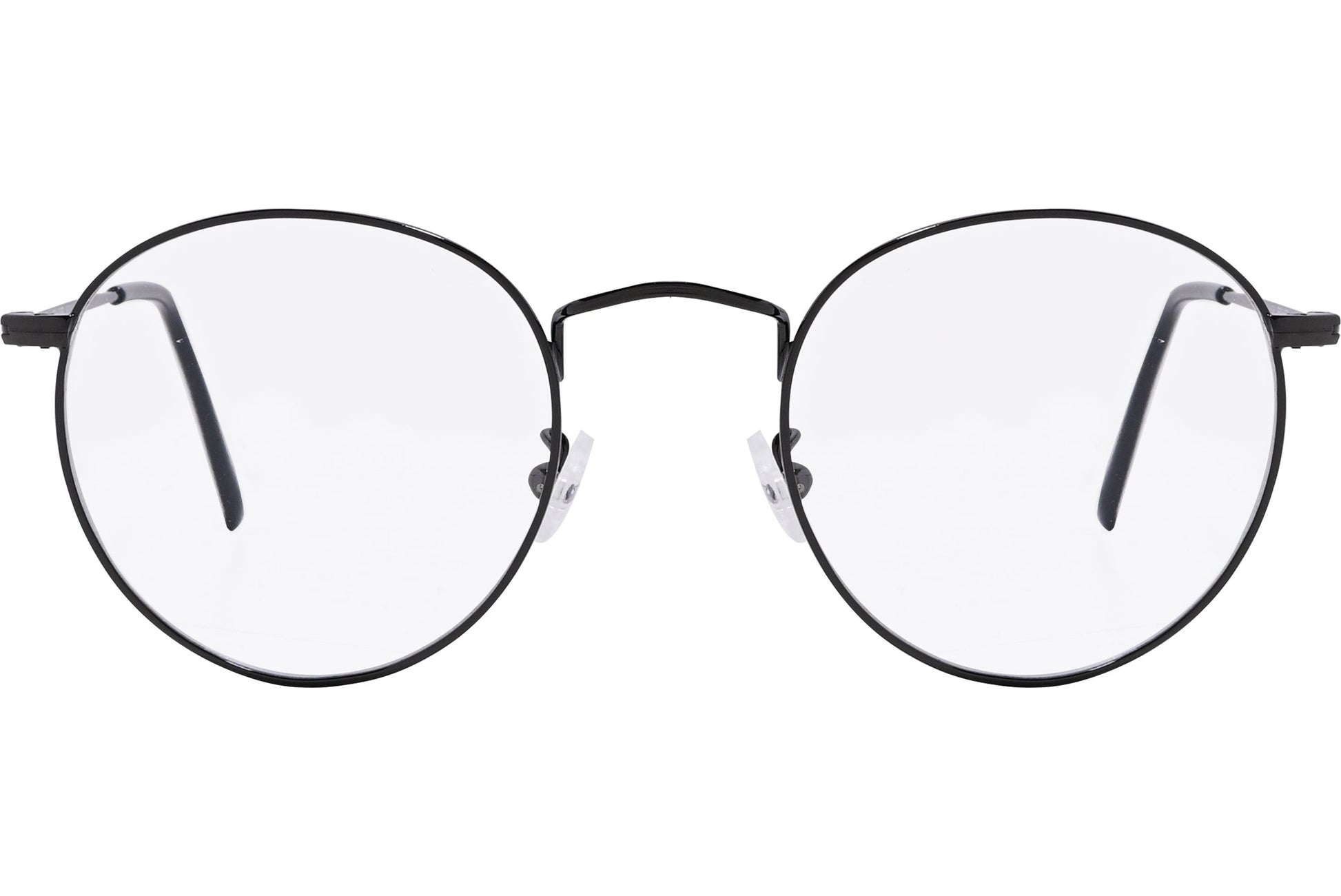Cellini Round Black Eyeglasses Frame Viewed From Front Angle.