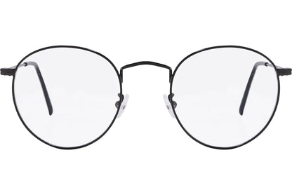 Cellini Round Black Eyeglasses Frame Viewed From Front Angle.