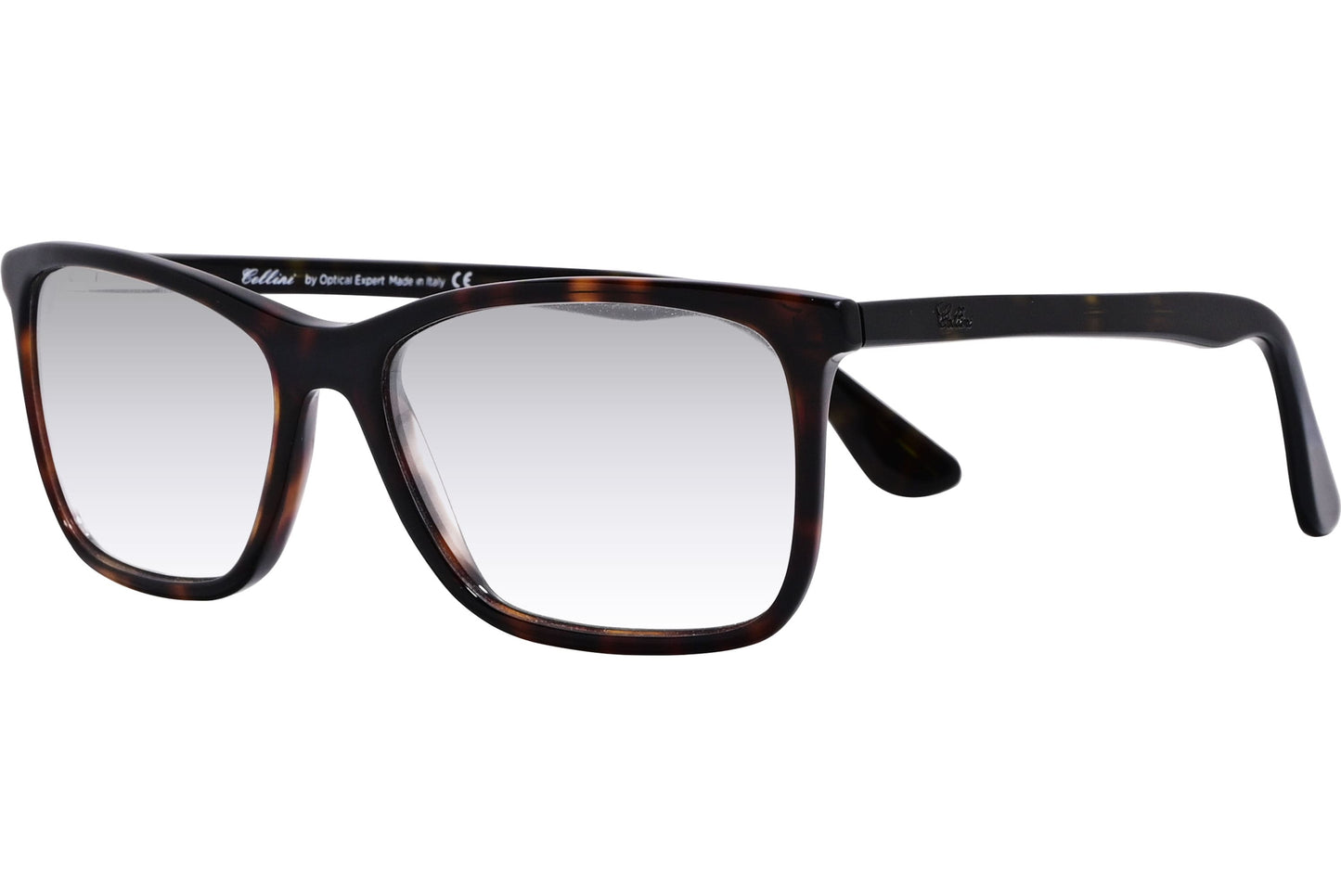 Cellini Rectangle Black Eyeglasses Frame Viewed From A 45-Degree Angle.