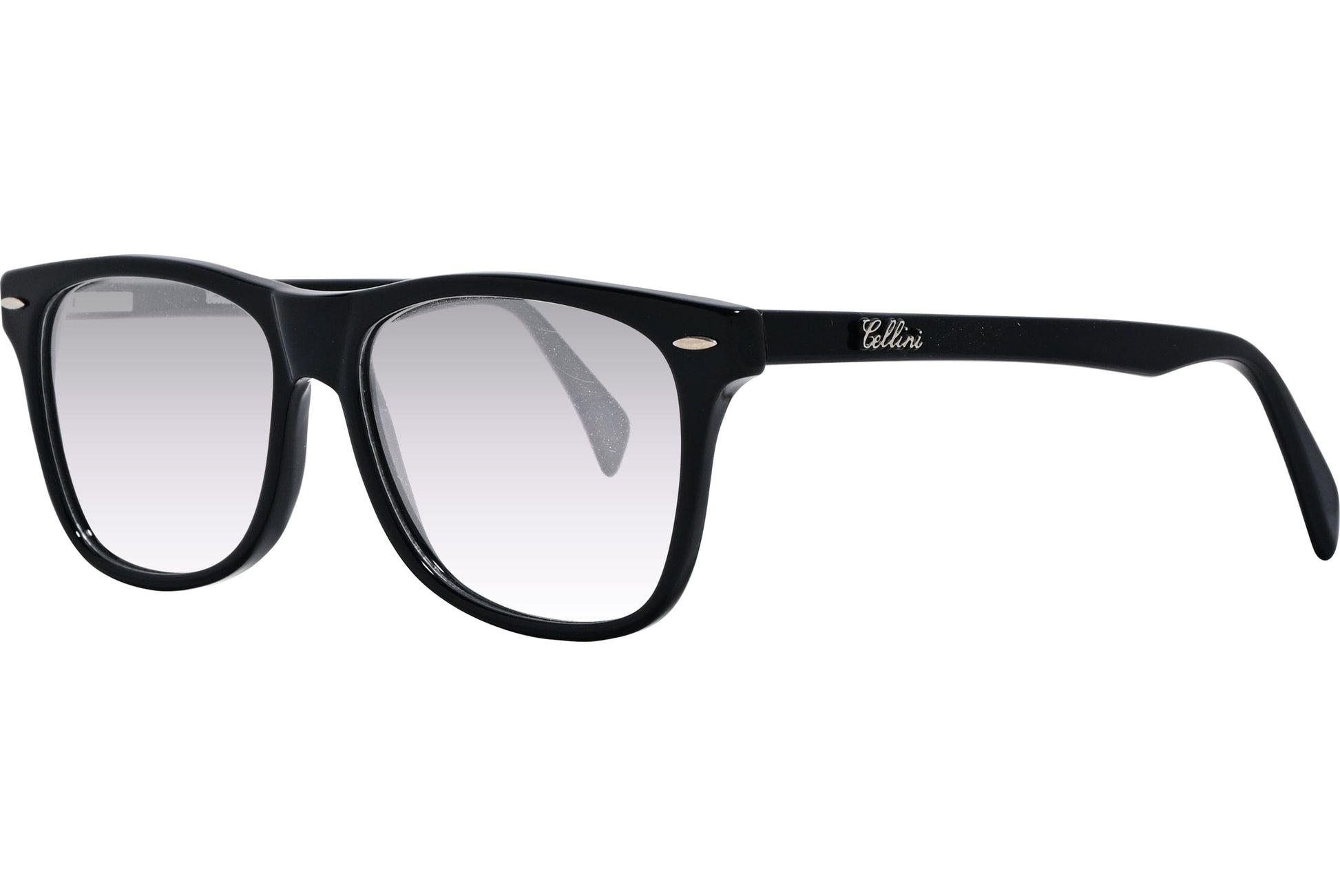 Cellini Wayfarer Black Eyeglasses Frame Viewed From A 45-Degree Angle.