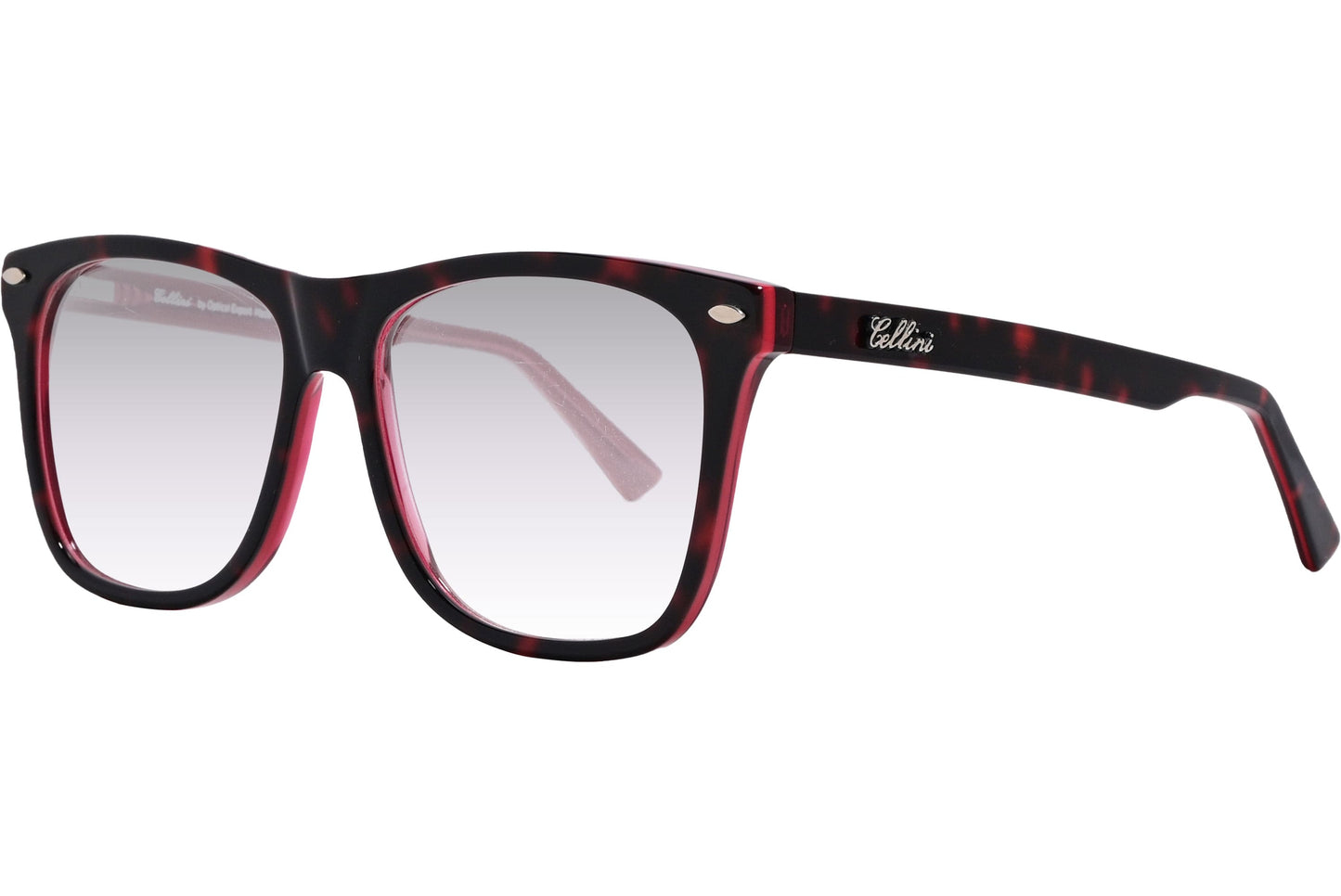 Cellini Wayfarer Red Eyeglasses Frame Viewed From A 45-Degree Angle.