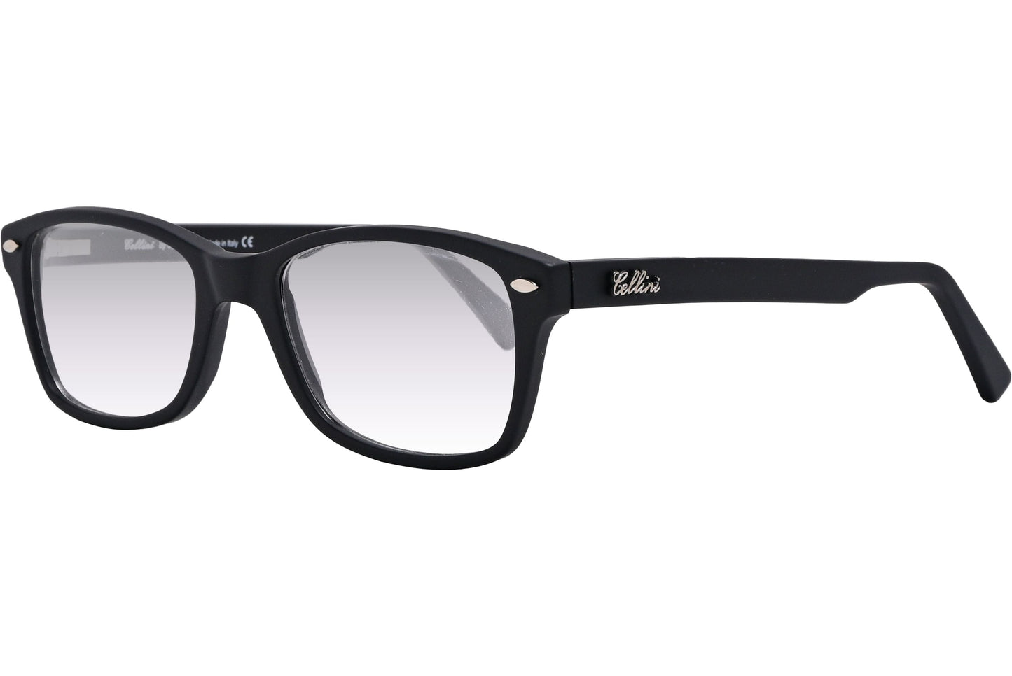 Cellini Rectangle Black Eyeglasses Frame Viewed From A 45-Degree Angle.