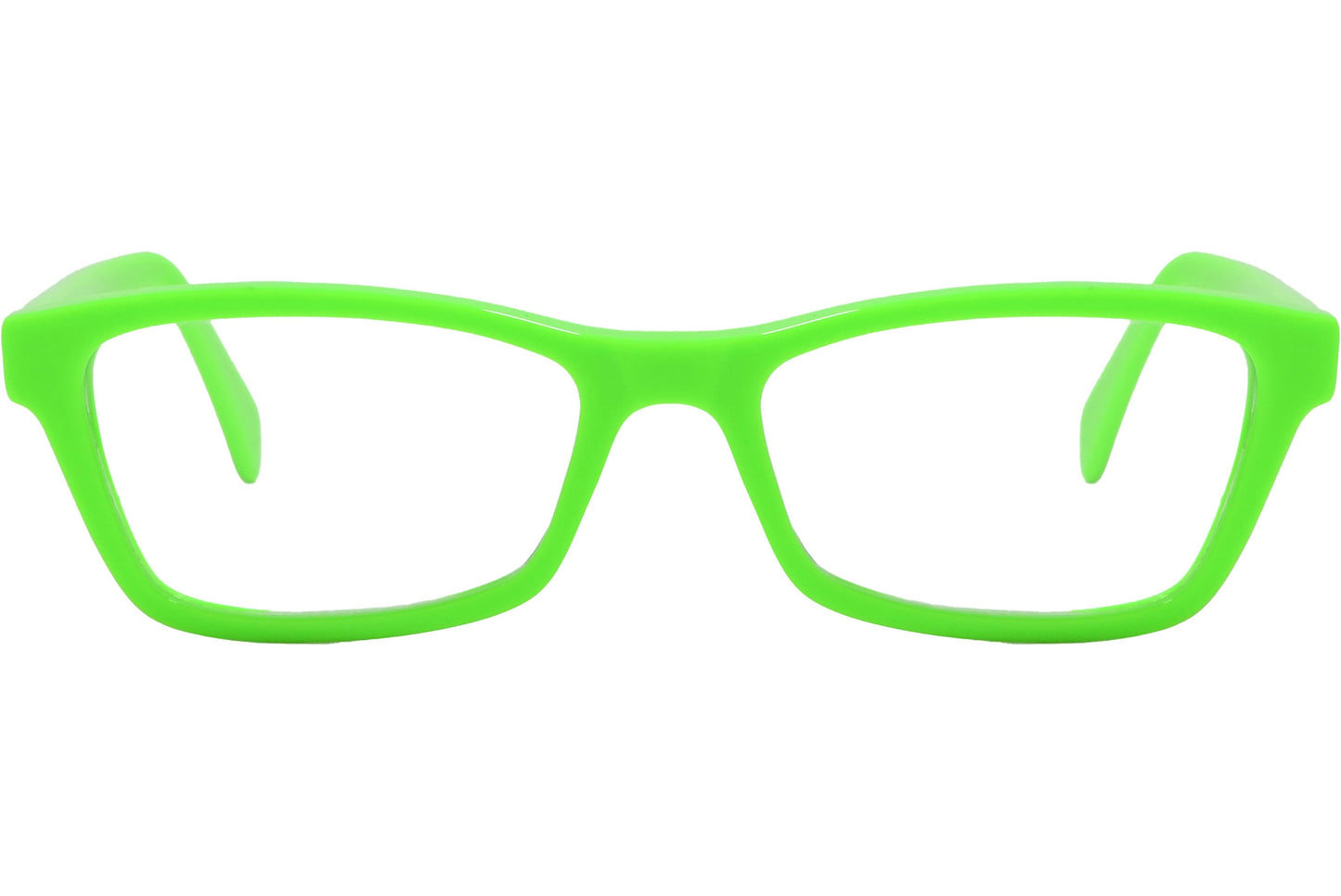 Cellini Rectangle Green Eyeglasses Frame Viewed From Front Angle.