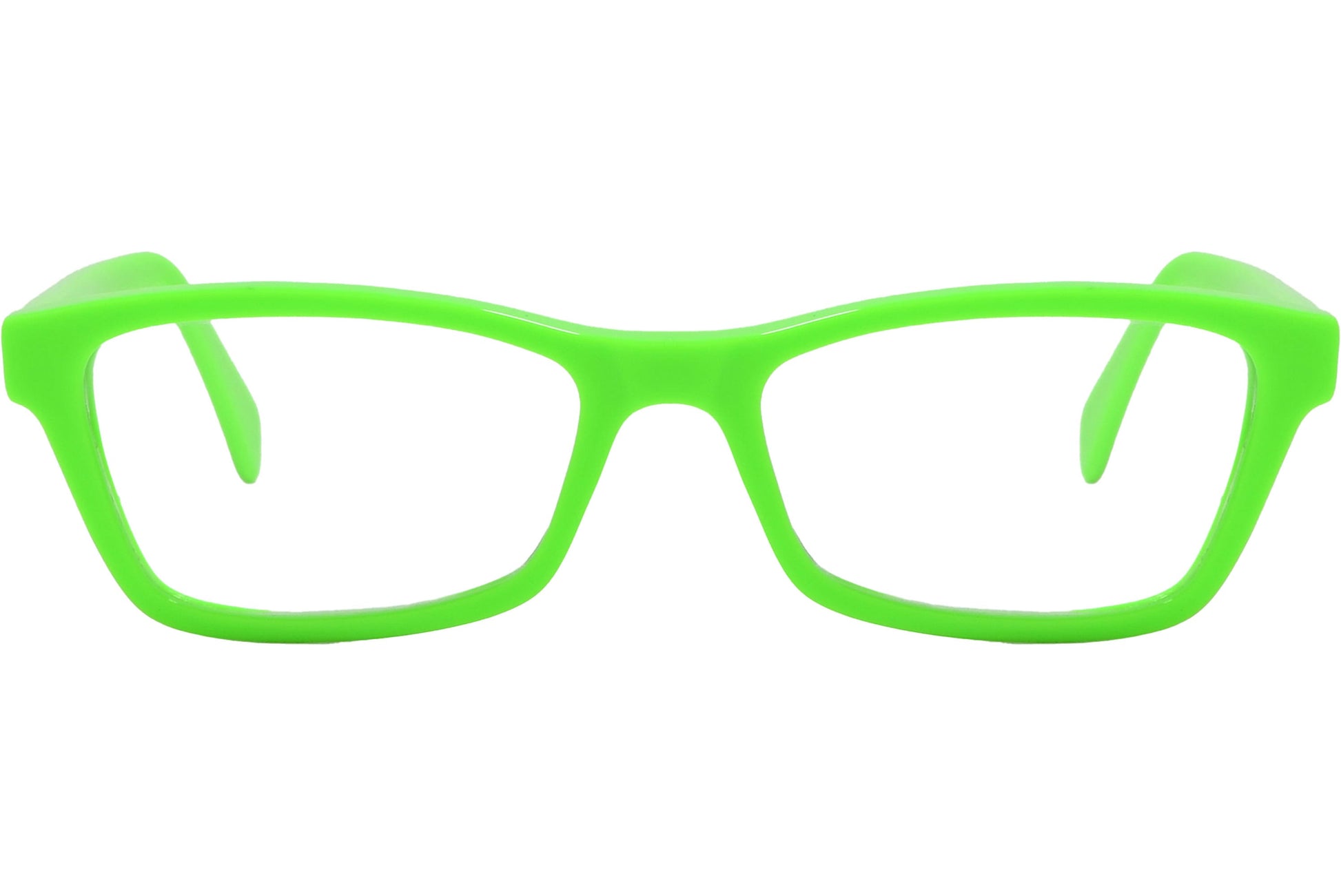 Cellini Rectangle Green Eyeglasses Frame Viewed From Front Angle.