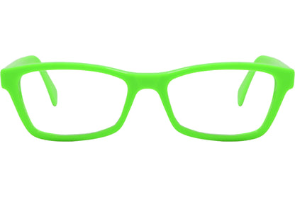 Cellini Rectangle Green Eyeglasses Frame Viewed From Front Angle.