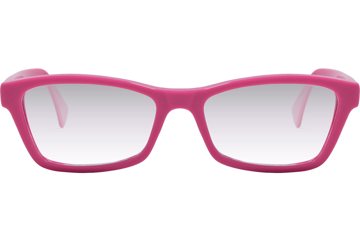 Cellini Rectangle Pink Eyeglasses Frame Viewed From Front Angle.