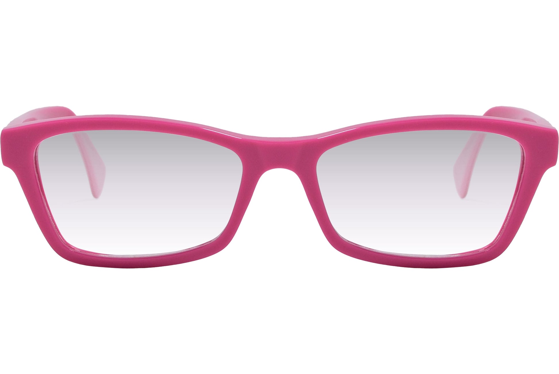 Cellini Rectangle Pink Eyeglasses Frame Viewed From Front Angle.