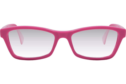 Cellini Rectangle Pink Eyeglasses Frame Viewed From Front Angle.