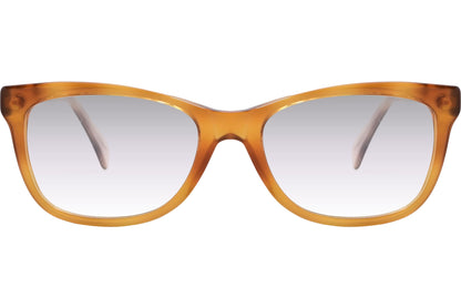 Cellini Rectangle Orange Eyeglasses Frame Viewed From Front Angle.