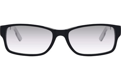 Cellini Rectangle Black And Gray Eyeglasses Frame Viewed From Front Angle.