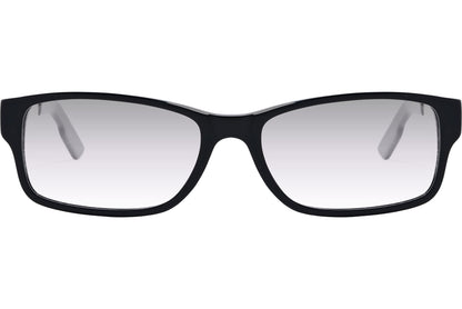 Cellini Rectangle Black And Gray Eyeglasses Frame Viewed From Front Angle.