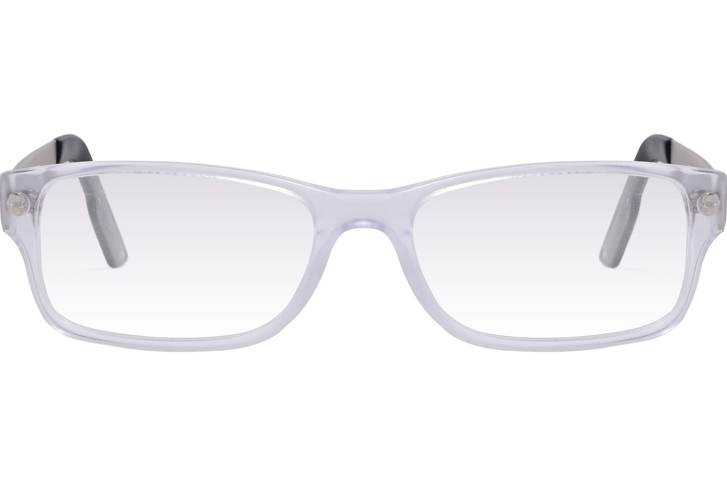 Cellini Rectangle White And Gray Eyeglasses Frame Viewed From Front Angle.