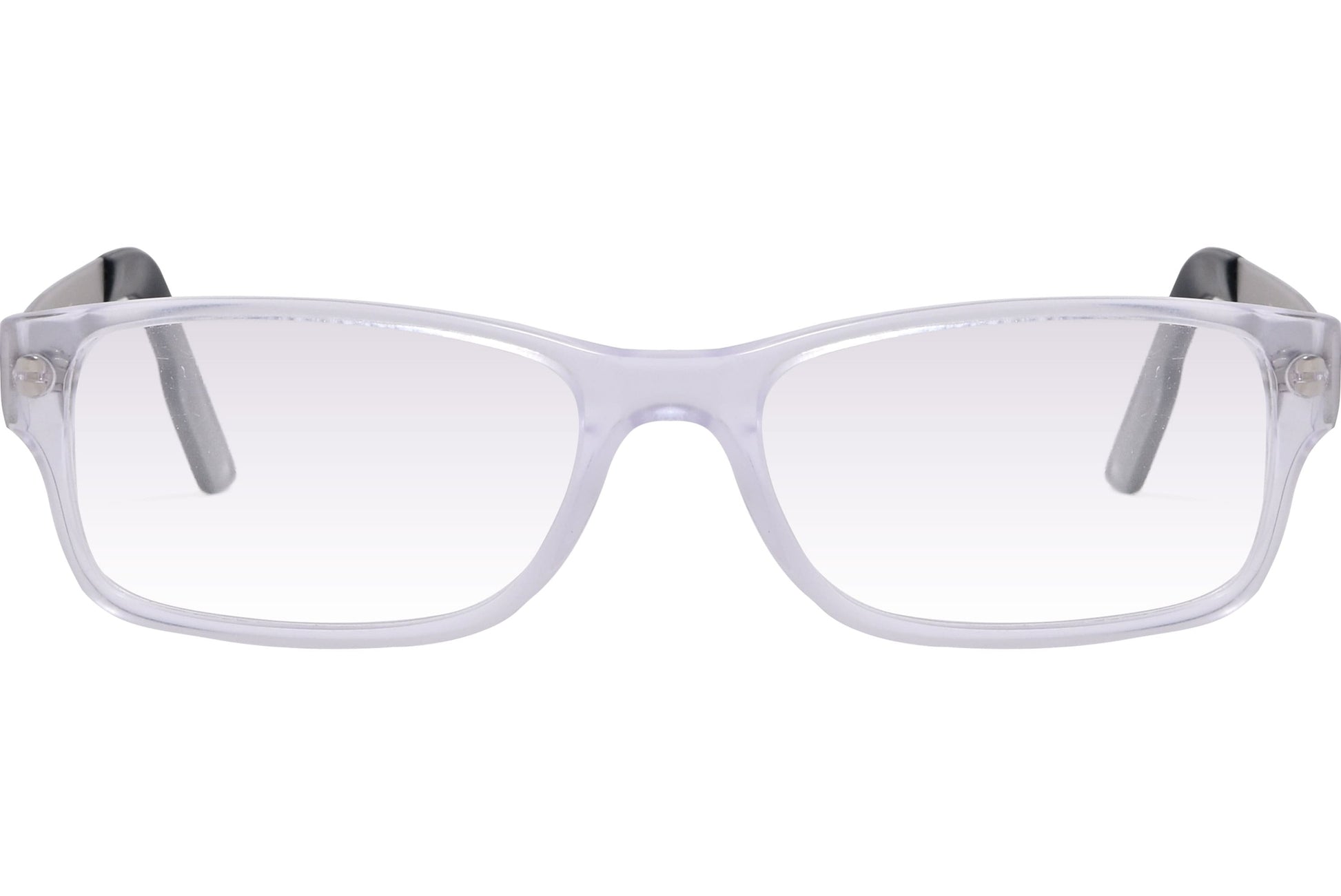 Cellini Rectangle White And Gray Eyeglasses Frame Viewed From Front Angle.