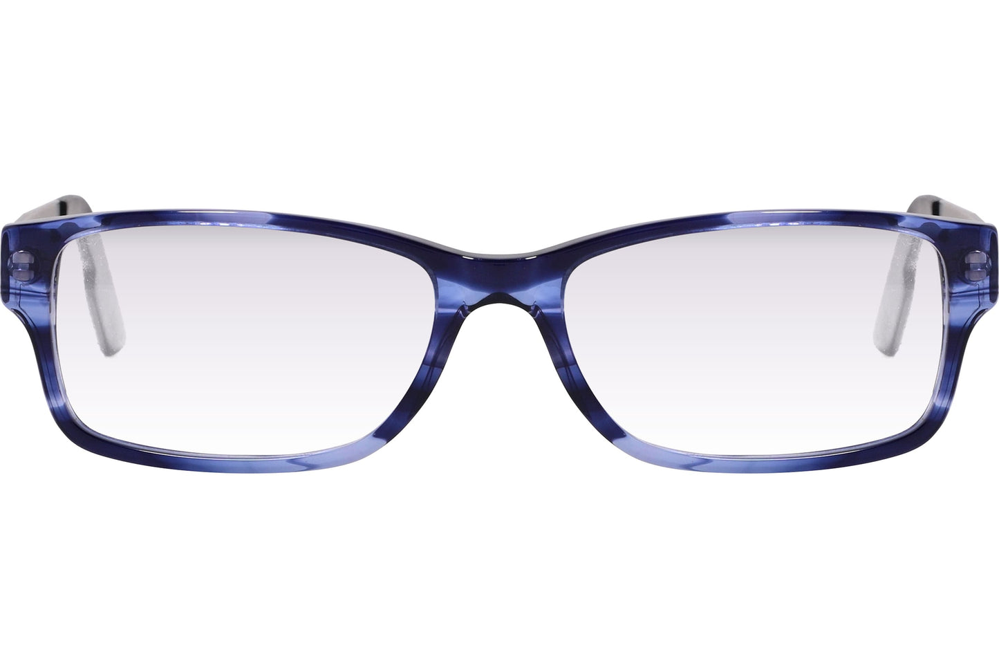 Cellini Rectangle Blue And Gray Eyeglasses Frame Viewed From Front Angle.