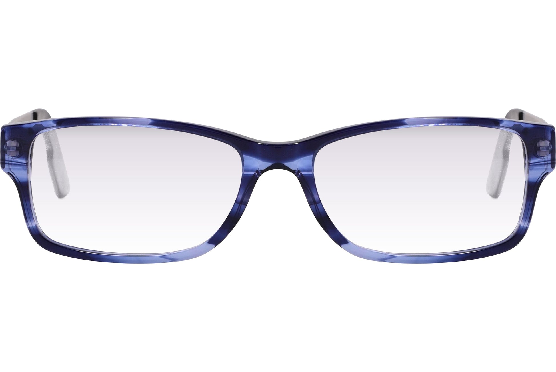 Cellini Rectangle Blue And Gray Eyeglasses Frame Viewed From Front Angle.