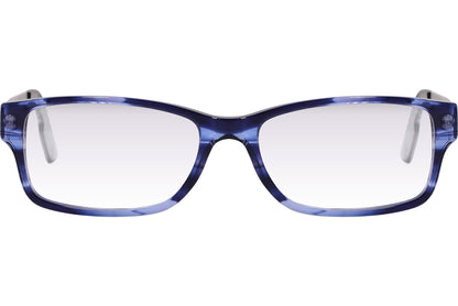 Cellini Rectangle Blue And Gray Eyeglasses Frame Viewed From Front Angle.