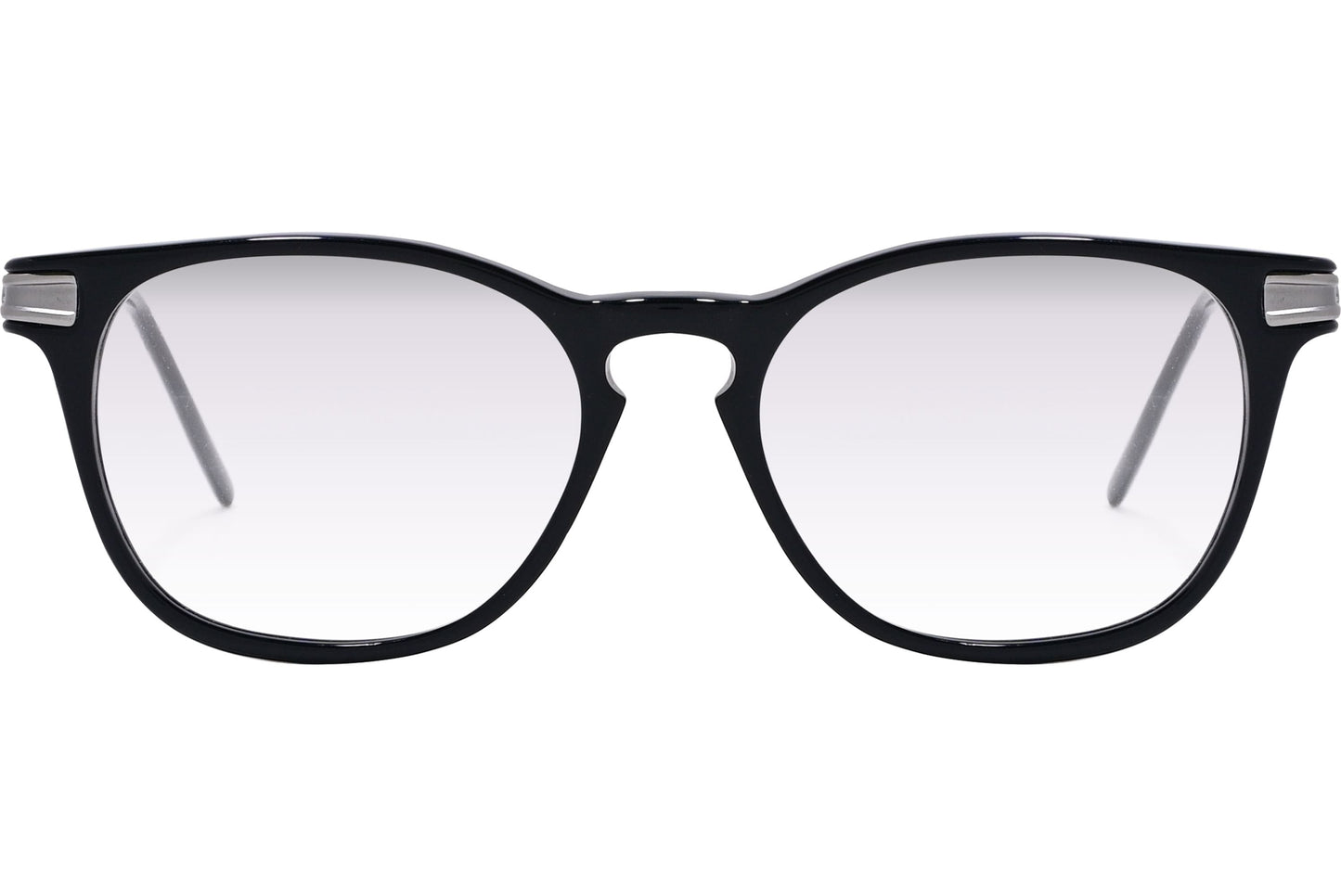 Cellini Square Black And Silver Eyeglasses Frame Viewed From Front Angle.