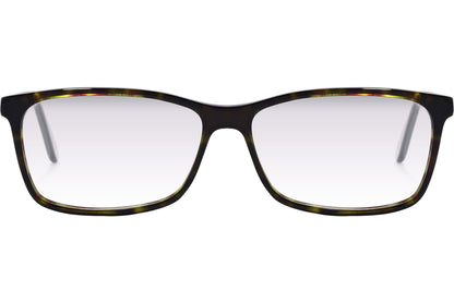 Cellini Rectangle Tortoise Eyeglasses Frame Viewed From Front Angle.