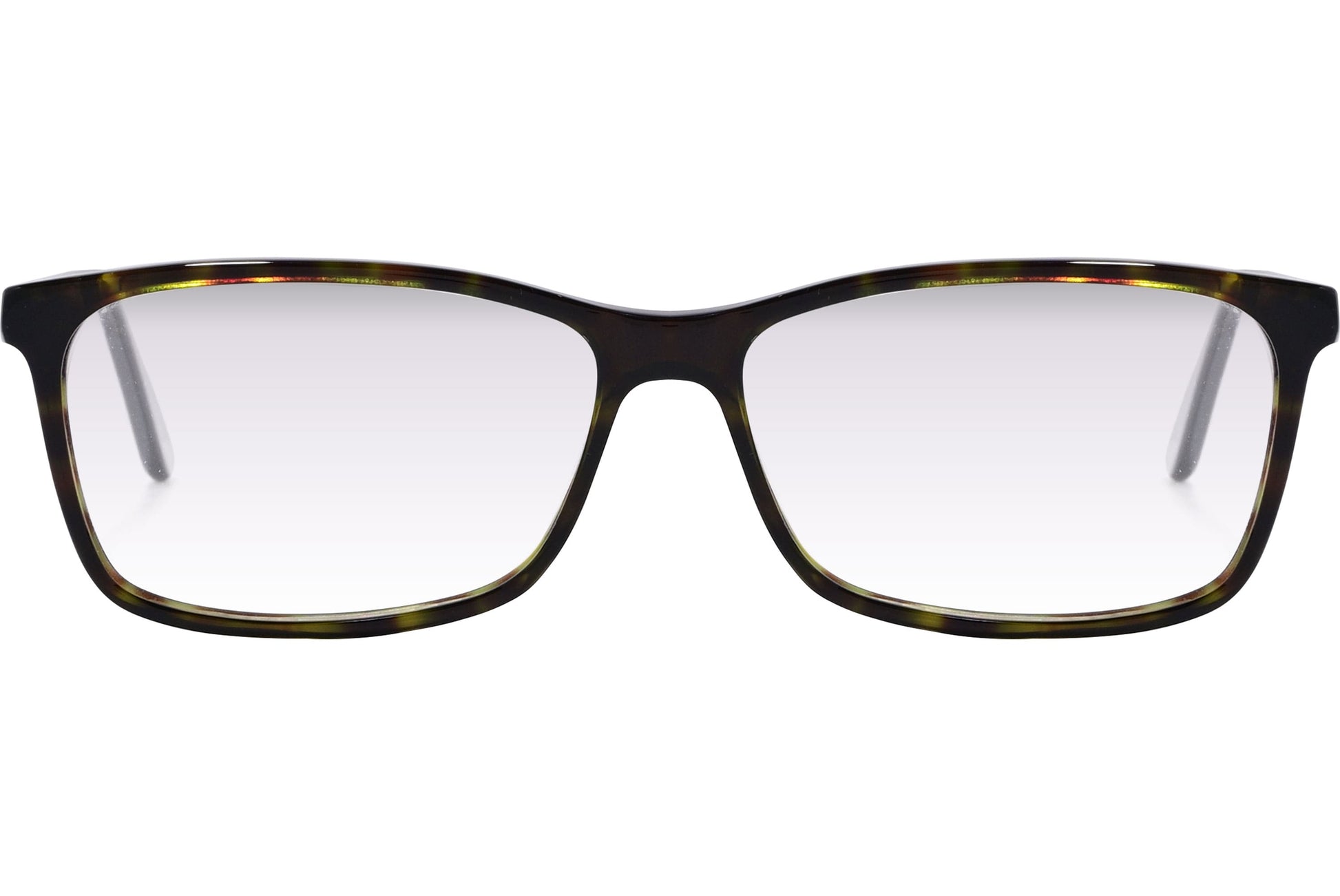 Cellini Rectangle Tortoise Eyeglasses Frame Viewed From Front Angle.