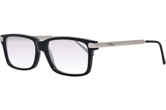 Cellini Rectangle Black And Silver Eyeglasses Frame Viewed From A 45-Degree Angle.