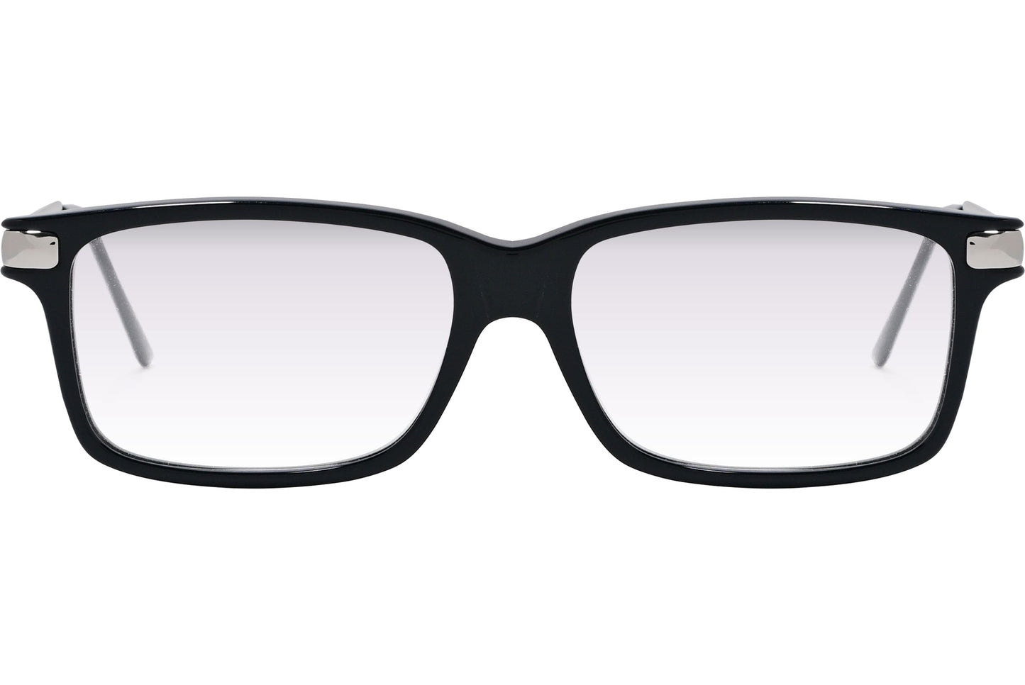 Cellini Rectangle Black And Silver Eyeglasses Frame Viewed From Front Angle.