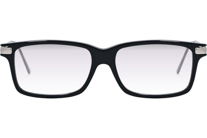 Cellini Rectangle Black And Silver Eyeglasses Frame Viewed From Front Angle.