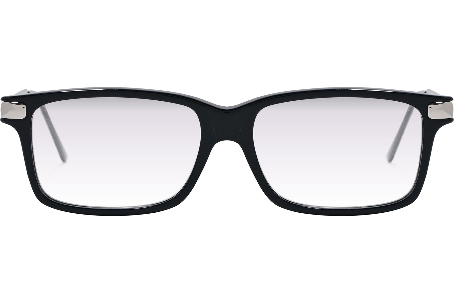 Cellini Rectangle Black And Silver Eyeglasses Frame Viewed From Front Angle.