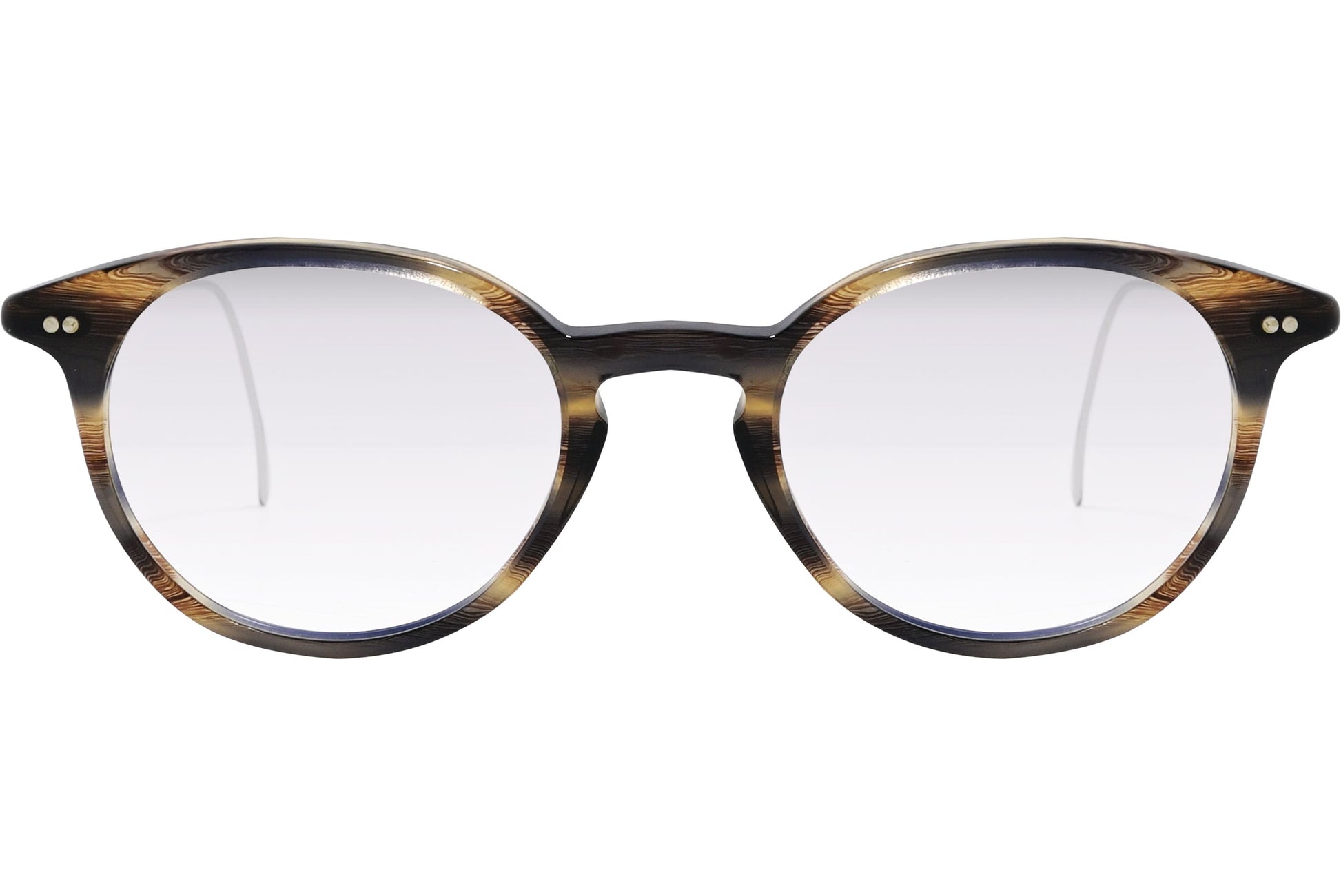 Cellini Round Yellow And Silver Eyeglasses Frame Viewed From Front View.