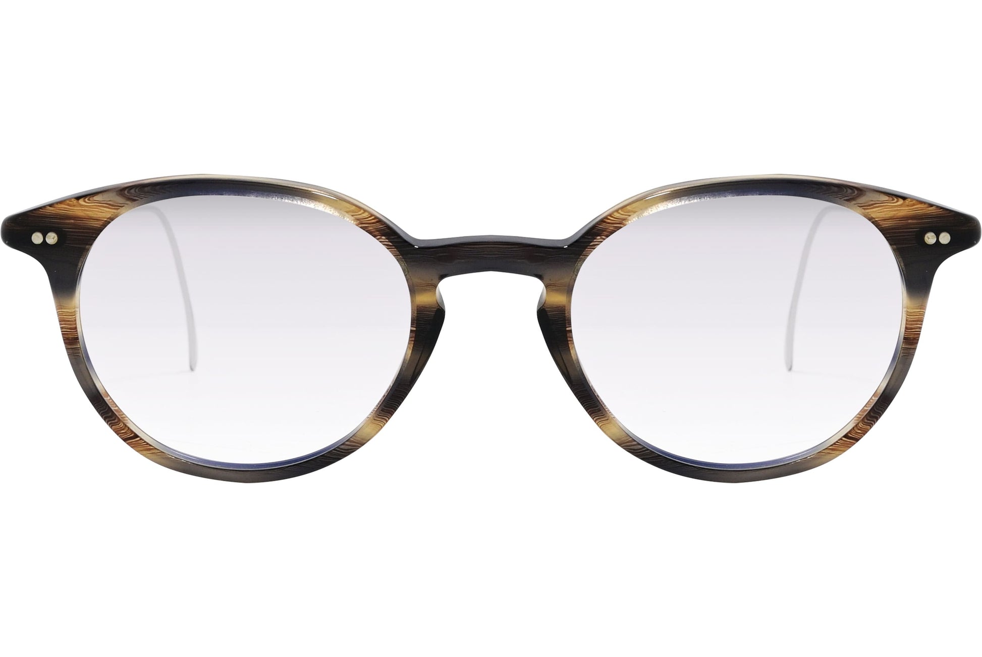 Cellini Round Yellow And Silver Eyeglasses Frame Viewed From Front View.