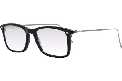 Cellini Rectangle Black And Silver Eyeglasses Frame Viewed From A 45-Degree Angle.