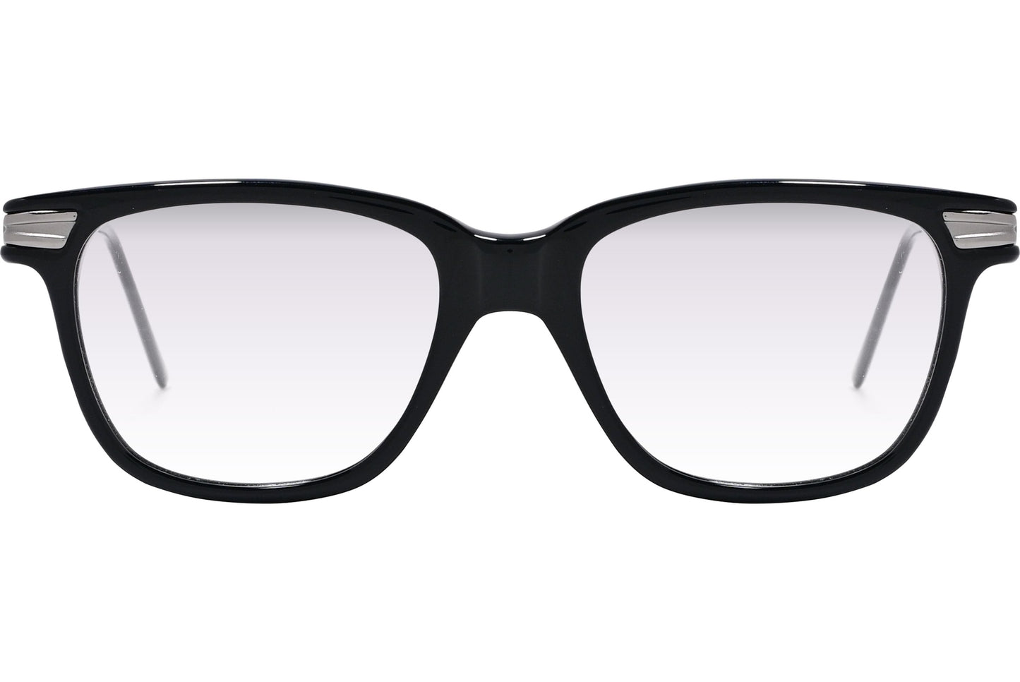 Cellini Wayfarer Black And Silver Eyeglasses Frame Viewed From A 45-Degree Angle.