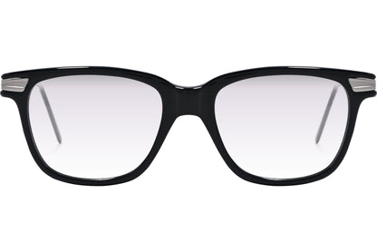 Cellini Wayfarer Black And Silver Eyeglasses Frame Viewed From A 45-Degree Angle.