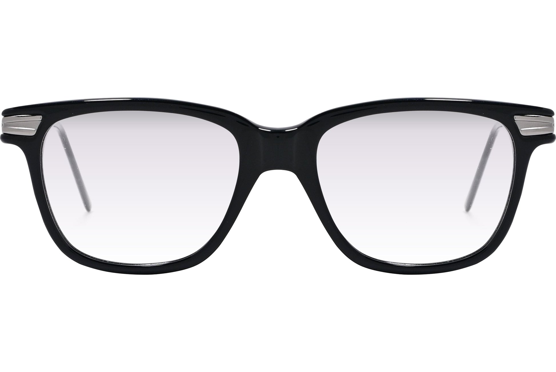 Cellini Wayfarer Black And Silver Eyeglasses Frame Viewed From A 45-Degree Angle.