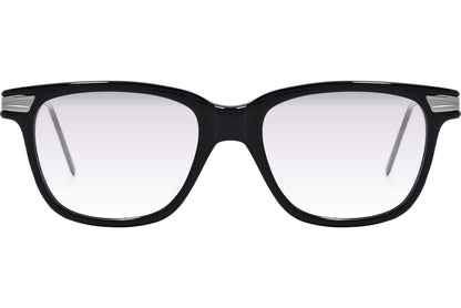 Cellini Wayfarer Black And Silver Eyeglasses Frame Viewed From A 45-Degree Angle.