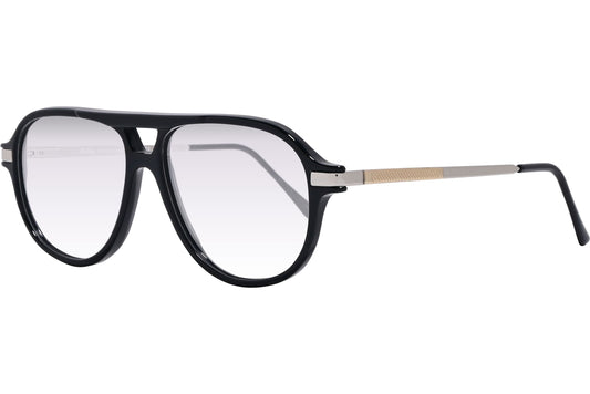 Cellini Aviator Black And Silver Eyeglasses Frame Viewed From A 45-Degree Angle.