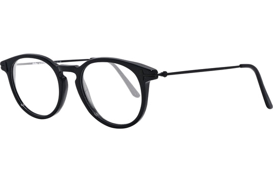 Cellini Round Black Eyeglasses Frame Viewed From A 45-Degree Angle.