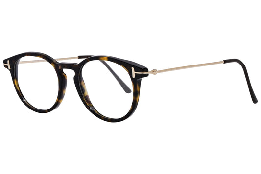 Cellini Round Tortoise And Gold Eyeglasses Frame Viewed From A 45-Degree Angle.