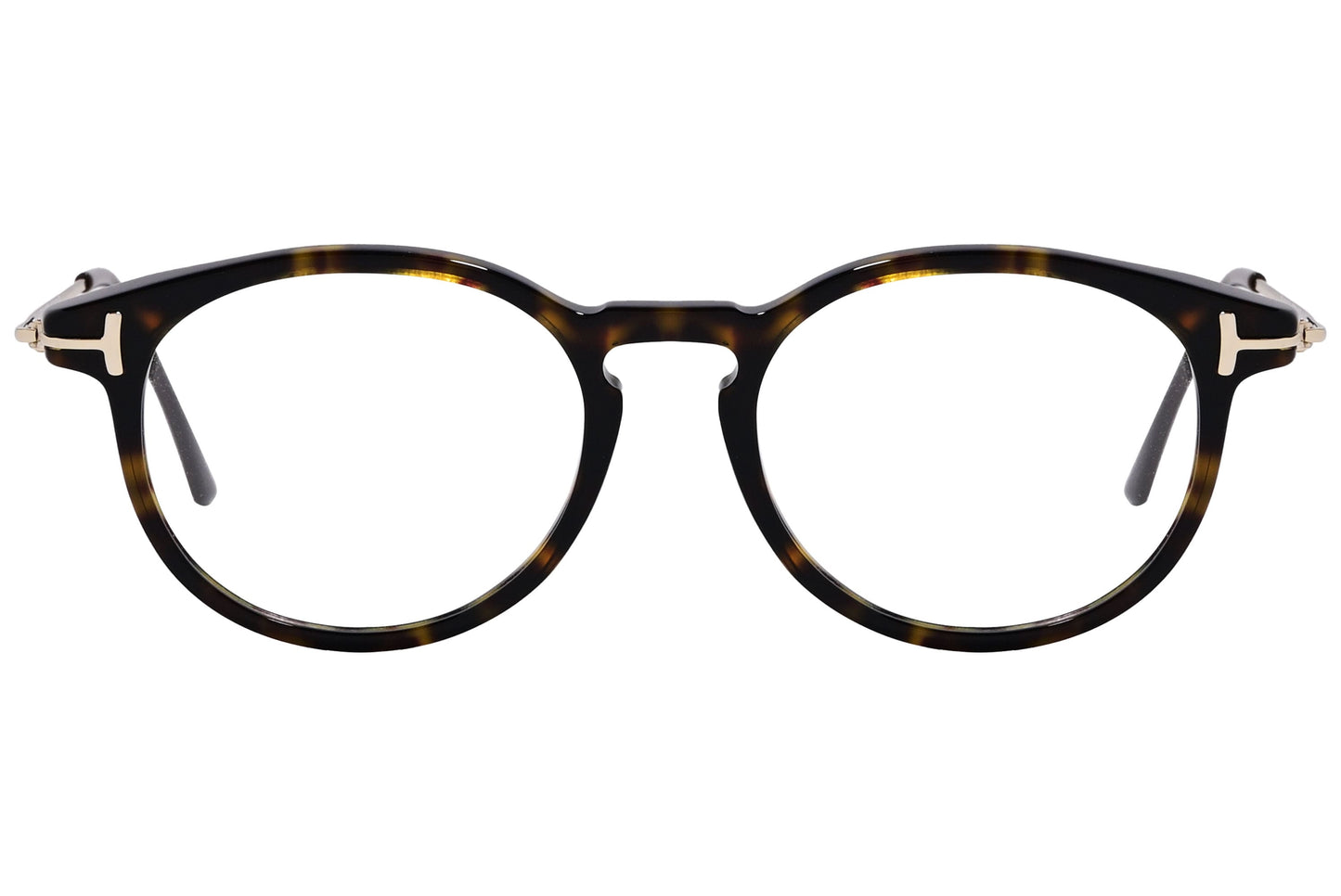 Cellini Round Tortoise And Gold Eyeglasses Frame Viewed From Front View.