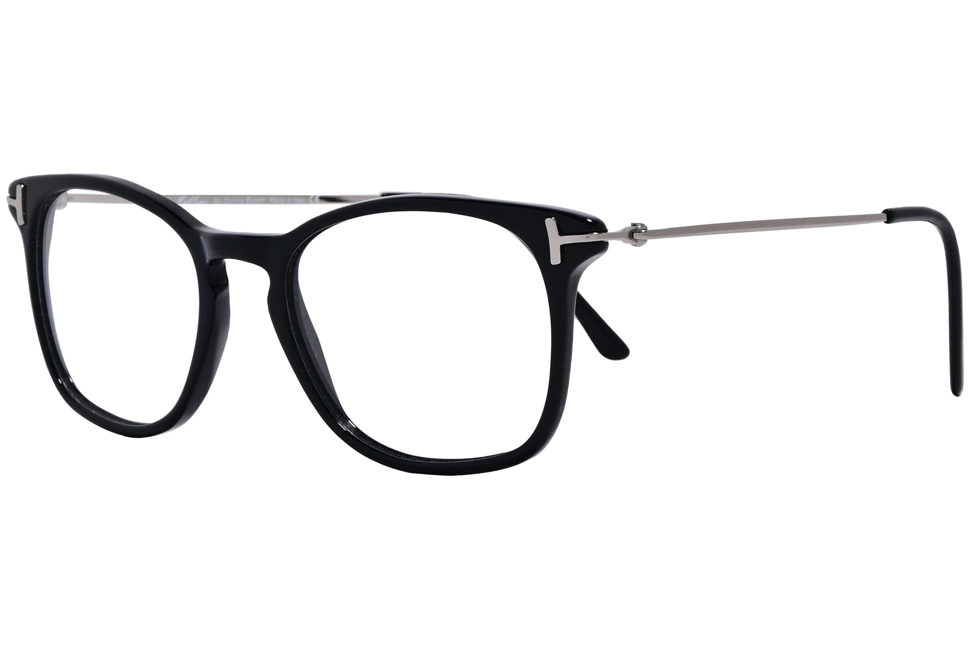 Cellini Rectangle Black Eyeglasses Frame Viewed From A 45-Degree Angle.