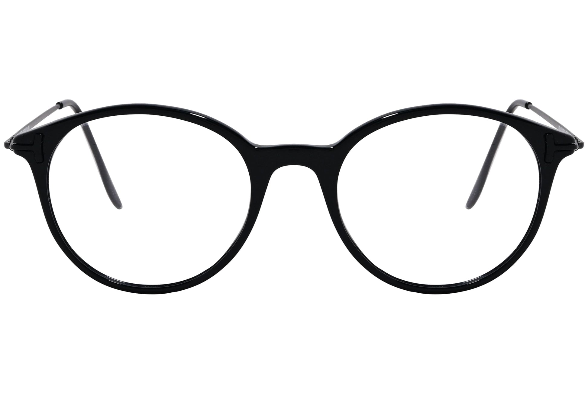 Cellini Round Black Eyeglasses Frame Viewed From Front View.