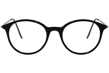 Cellini Round Black Eyeglasses Frame Viewed From Front View.