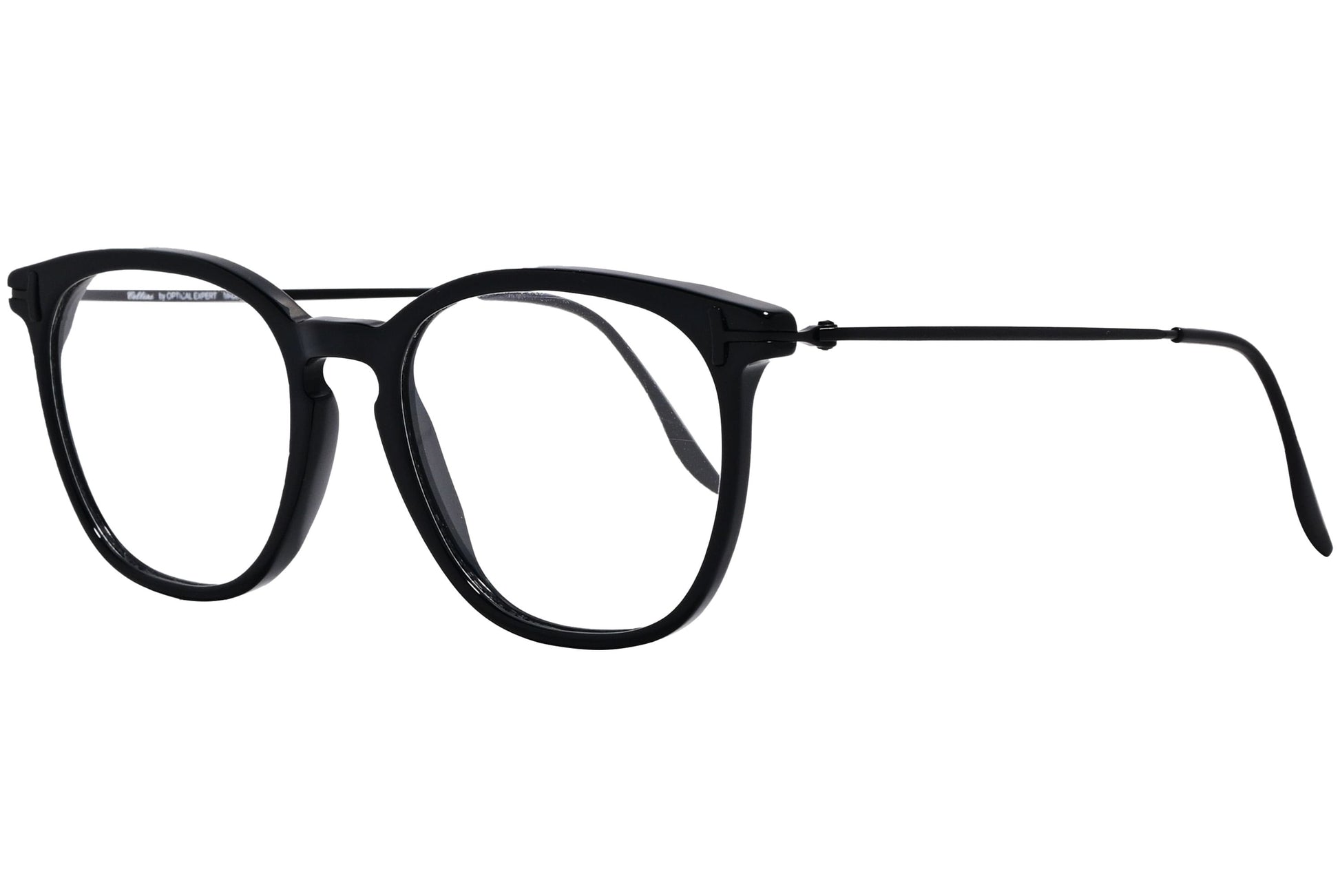 Cellini Square Black Eyeglasses Frame Viewed From A 45-Degree Angle.