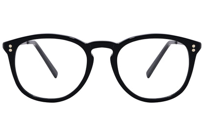 Cellini Round Black Eyeglasses Frame Viewed From Front View.