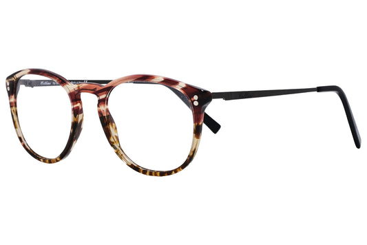 Cellini Round Black Eyeglasses Frame Viewed From A 45-Degree Angle.