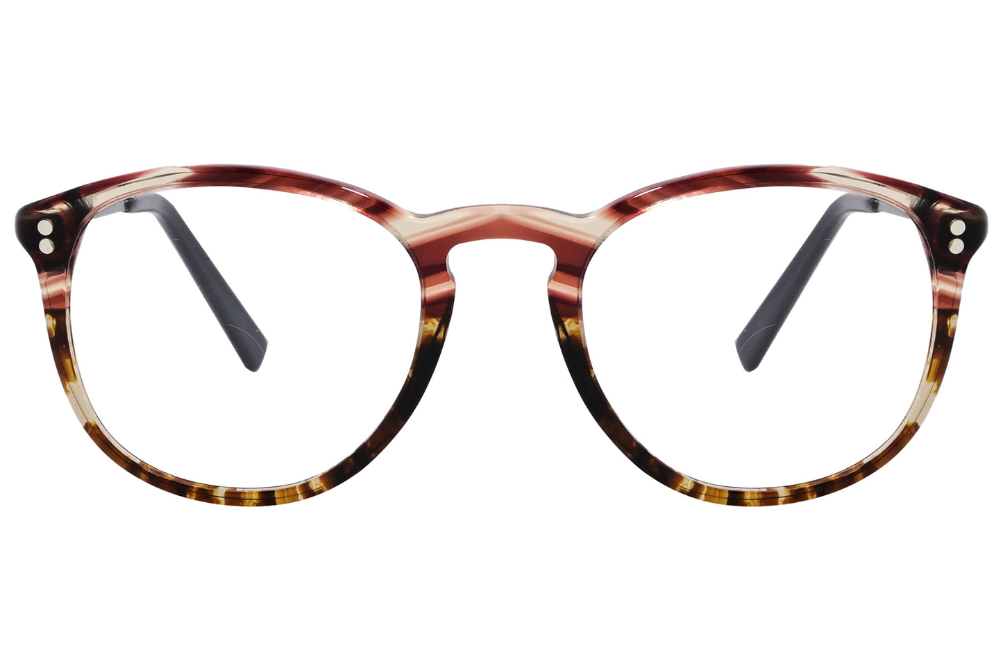 Cellini Round Black Eyeglasses Frame Viewed From Front View.