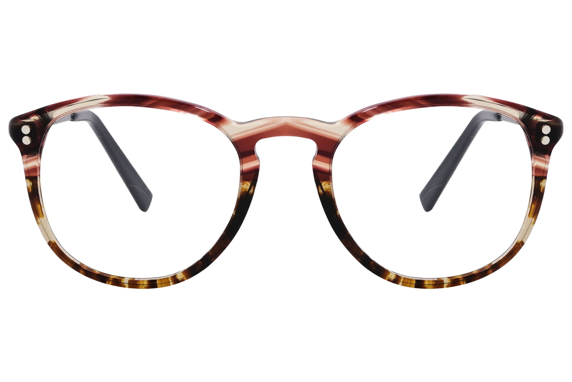 Cellini Round Black Eyeglasses Frame Viewed From Front View.