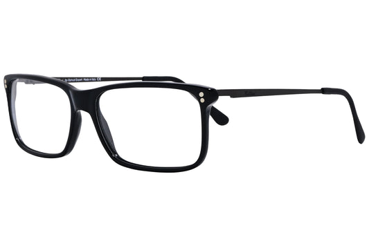 Cellini Rectangle Black Eyeglasses Frame Viewed From A 45-Degree Angle.